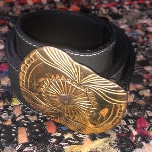Escada Sport 1980’s Vintage • Brass Western Leather Belt